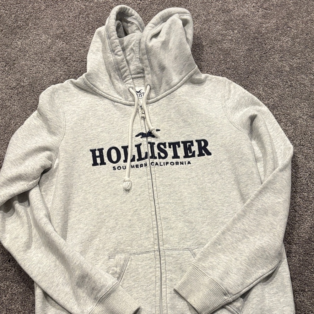 Hollister Light Gray Hoodie with Logo